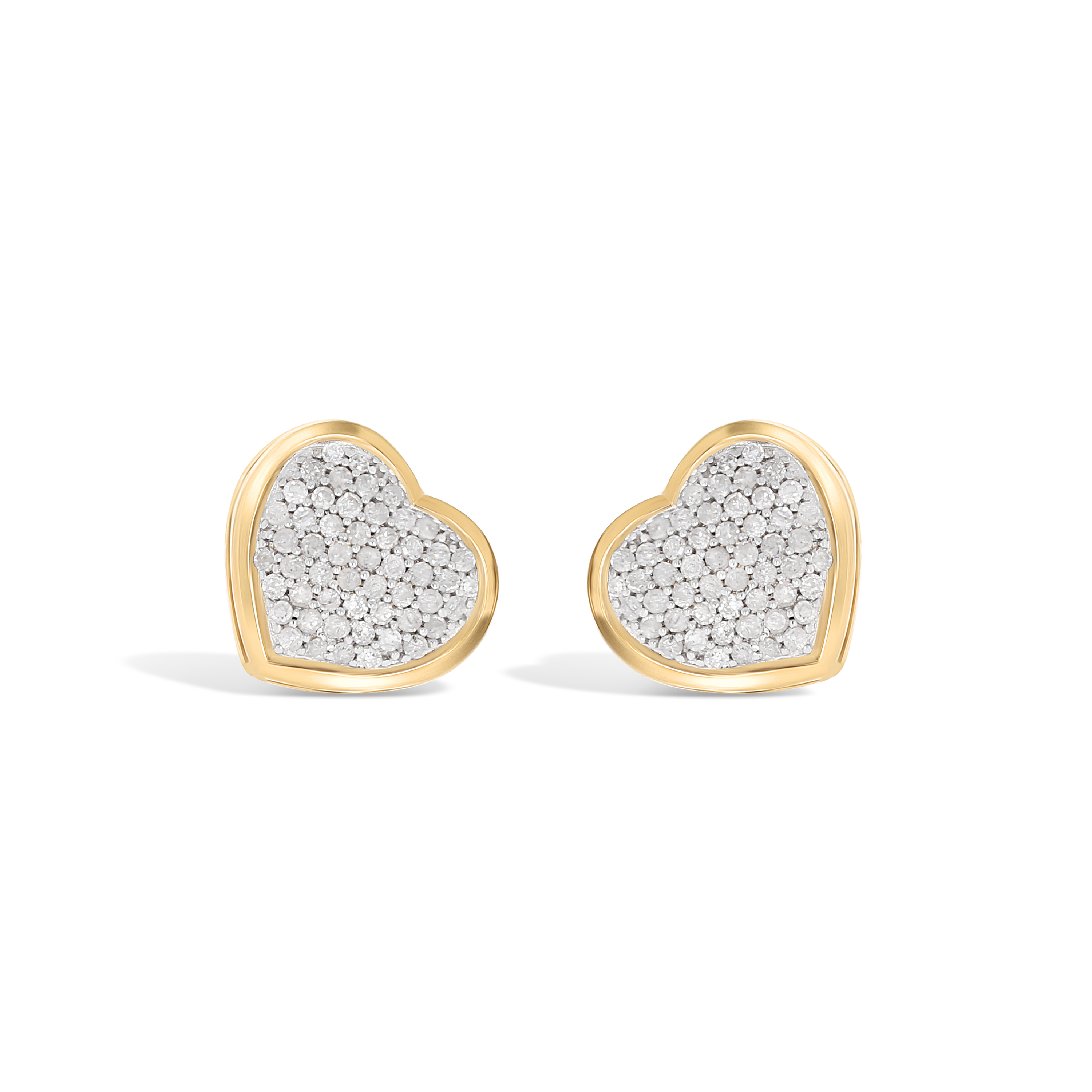Heart Shaped Diamond Earrings 0.37 ct. 10k Yellow Gold